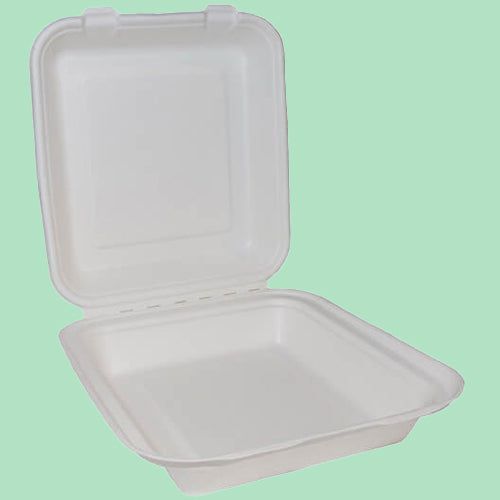 8" x 8" Bagasse Clamshell