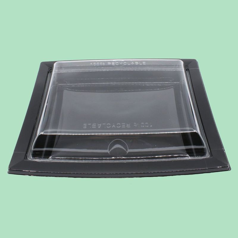 420ml Black Base / Clear Lid rPET Container