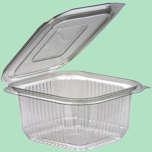 375ml Square Hinged Lid PET Container