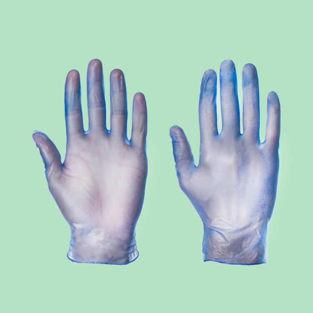 Large Blue Powdered Vinyl Gloves
