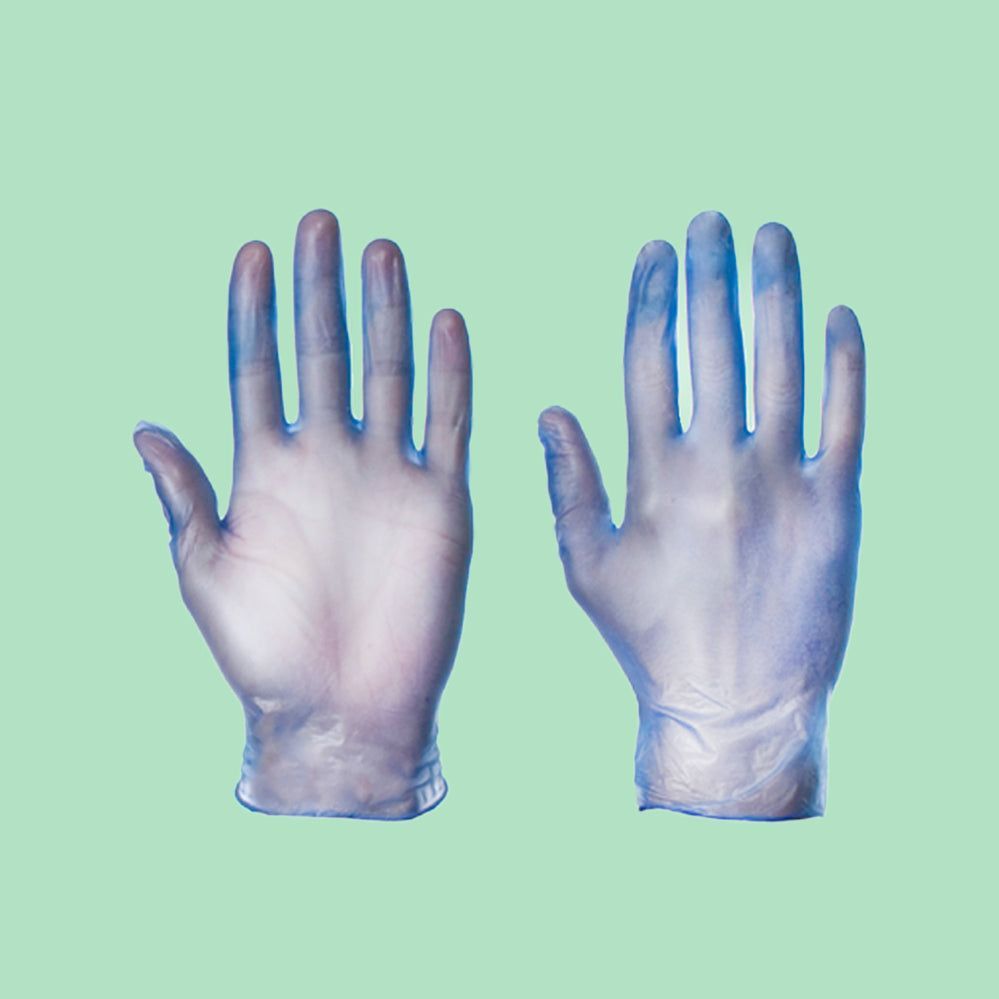 Medium Blue Powdered Vinyl Gloves