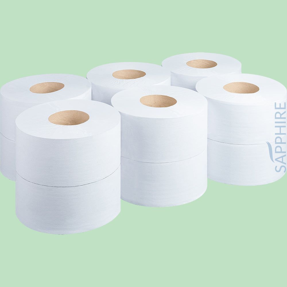 2 Ply White Mini Jumbo Toilet Roll