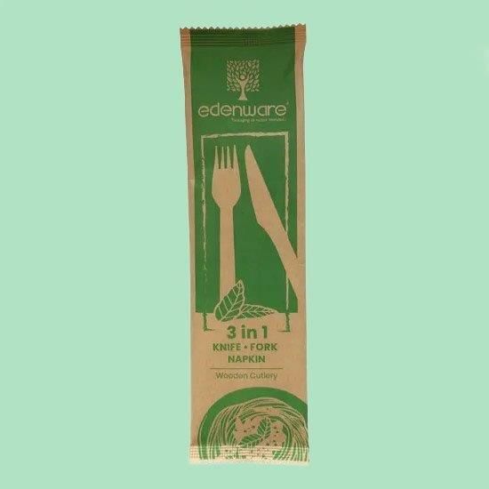 3 in 1 Wooden Cutlery Meal Pack