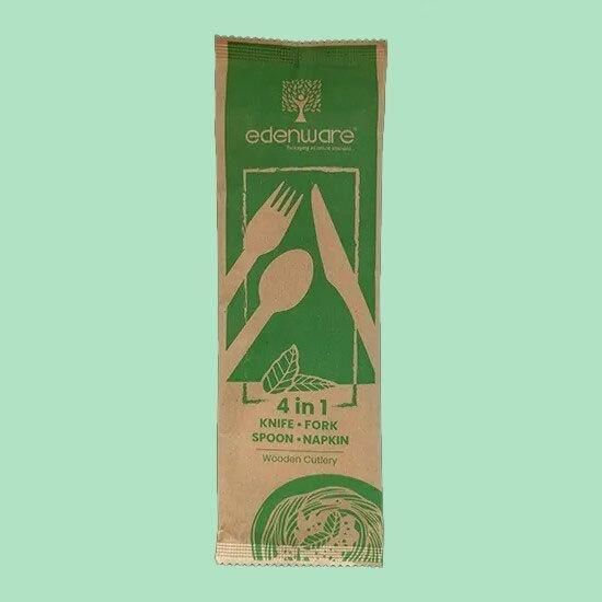 4 in 1 Wooden Cutlery Meal Pack