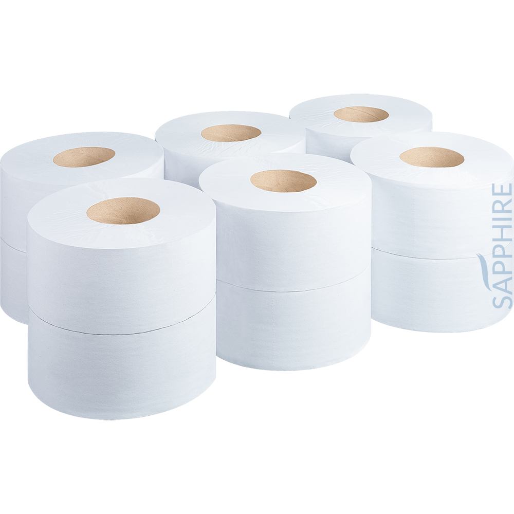 2 Ply White Mini Jumbo Toilet Roll