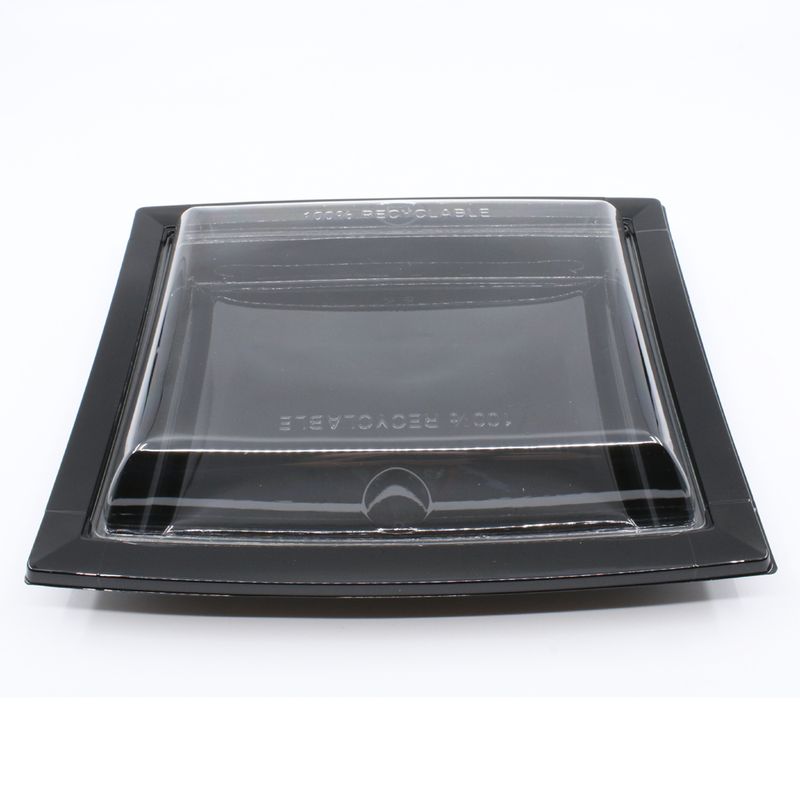 420ml Black Base / Clear Lid rPET Container