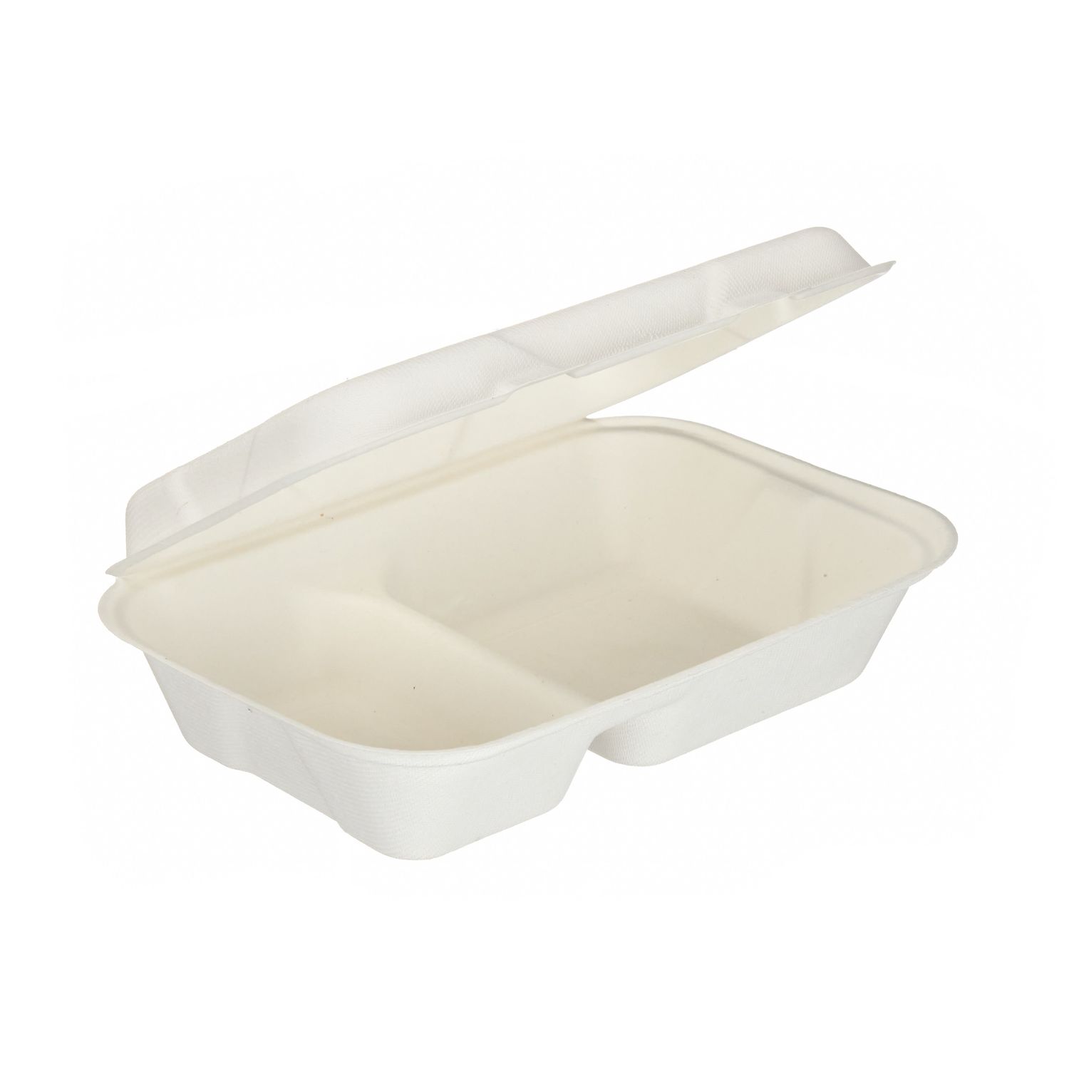 9" x 6" Bagasse Clamshell - 2 Compartment