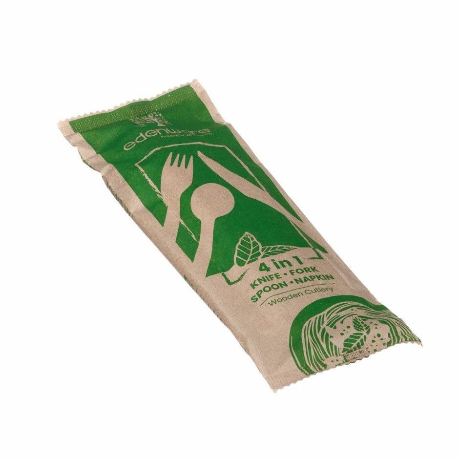 4 in 1 Wooden Cutlery Meal Pack