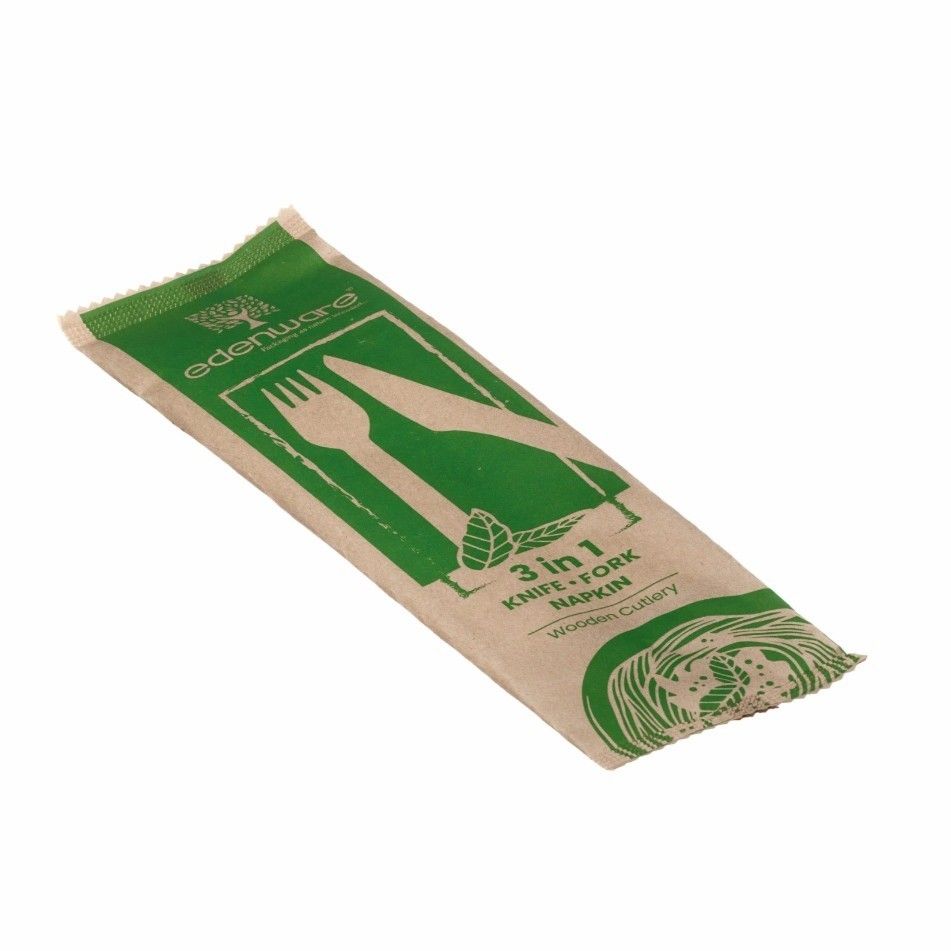 3 in 1 Wooden Cutlery Meal Pack