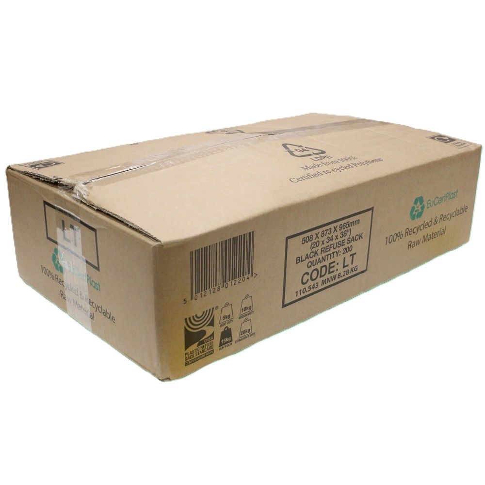 Black Refuse Sack 20" x 34" x 38" 15kgs