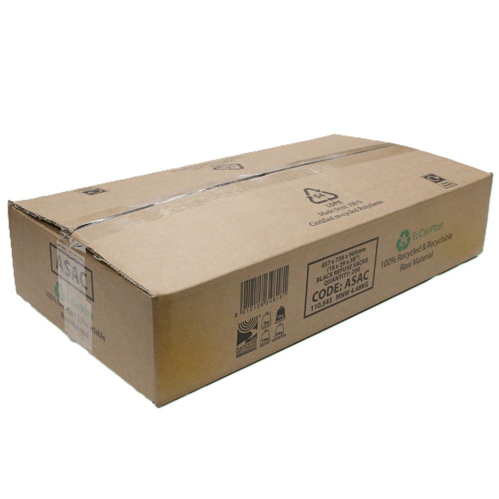 Black Refuse Sack 18" x 29" x 38" 10kgs