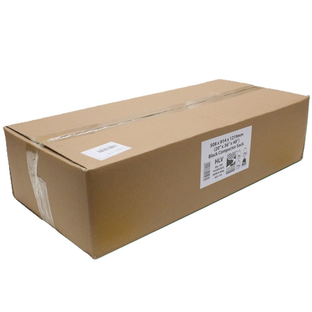 Black Compactor Sack 20" x 36" x 48" 15kgs