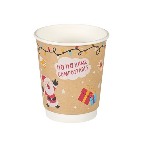 8oz Compostable Christmas Double Wall Paper Cup