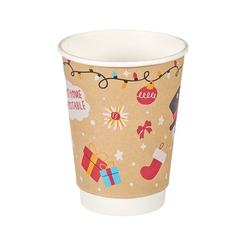 12oz Compostable Christmas Double Wall Paper Cup