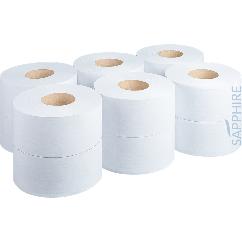 2 Ply White Mini Jumbo Toilet Roll