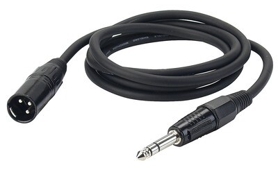 DAP-Audio XLR Männlich zu Jack Stereo Kabel Schwarz 3m