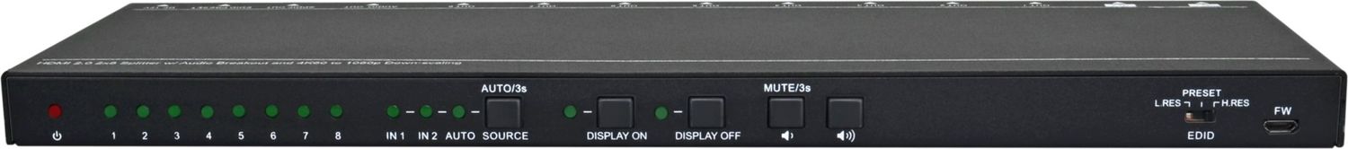 Monacor VLHDMISP2X8 HDMI 2x8 Splitter + CEC Control