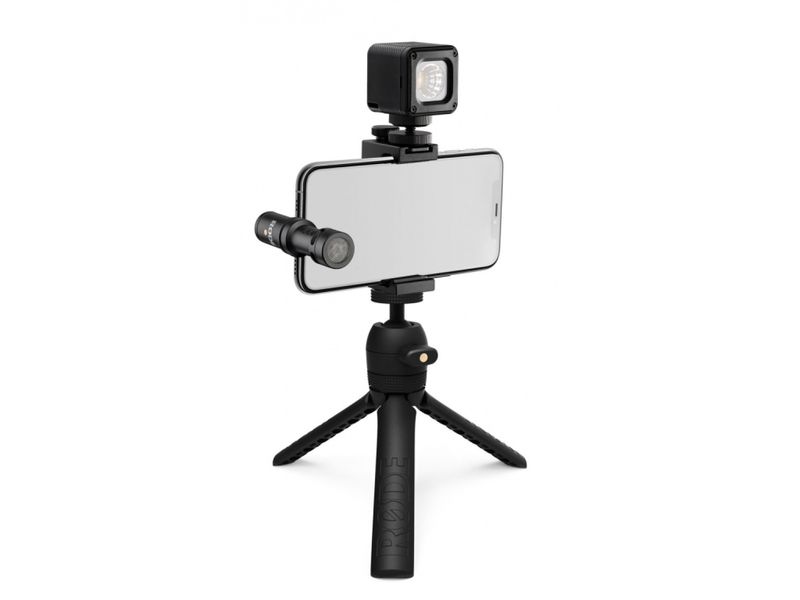 RODE Vlogger Kit iOS - für iPhones mit Lightning-Port Set aus VideoMic Me-L, SmartGrip, Tripod 2, MicroLED On-Camera-Light und Kabel