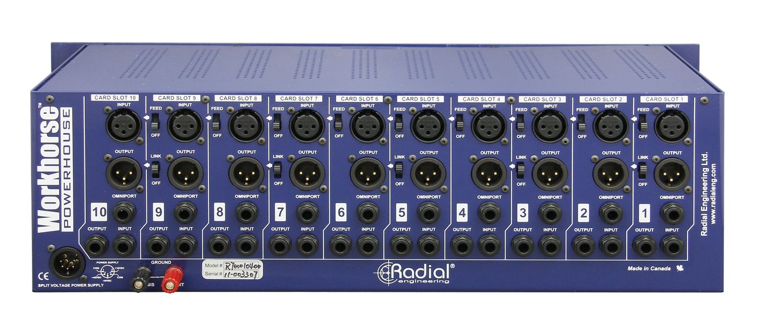 Radial Powerhouse 10 slot power-rack, 19&quot; 3RU, 1600 mA power supply