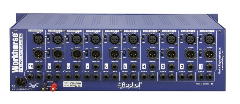 Radial Powerhouse 10 slot power-rack, 19&quot; 3RU, 1600 mA power supply