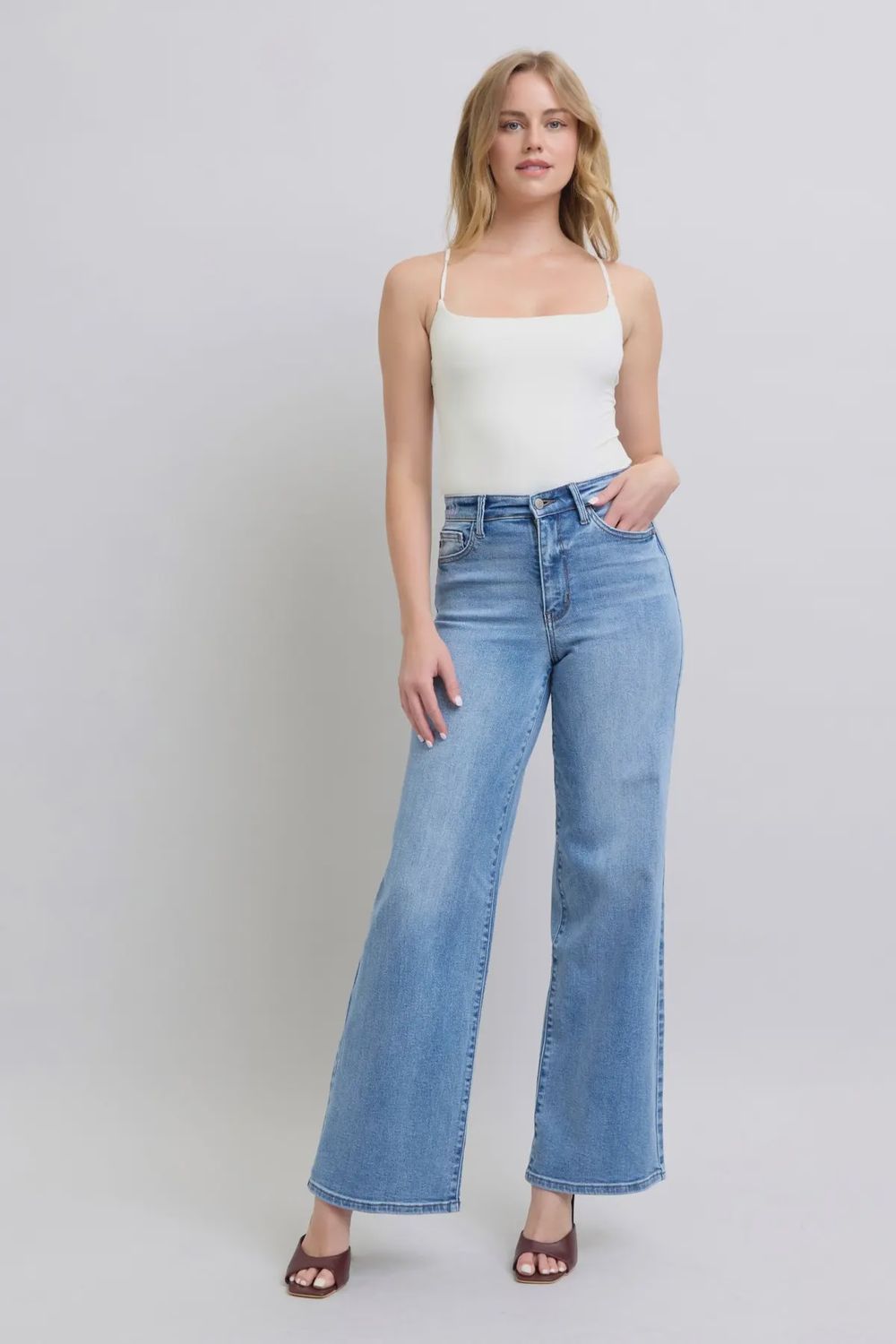 Vintage Wash Retro Wide Leg Jean
