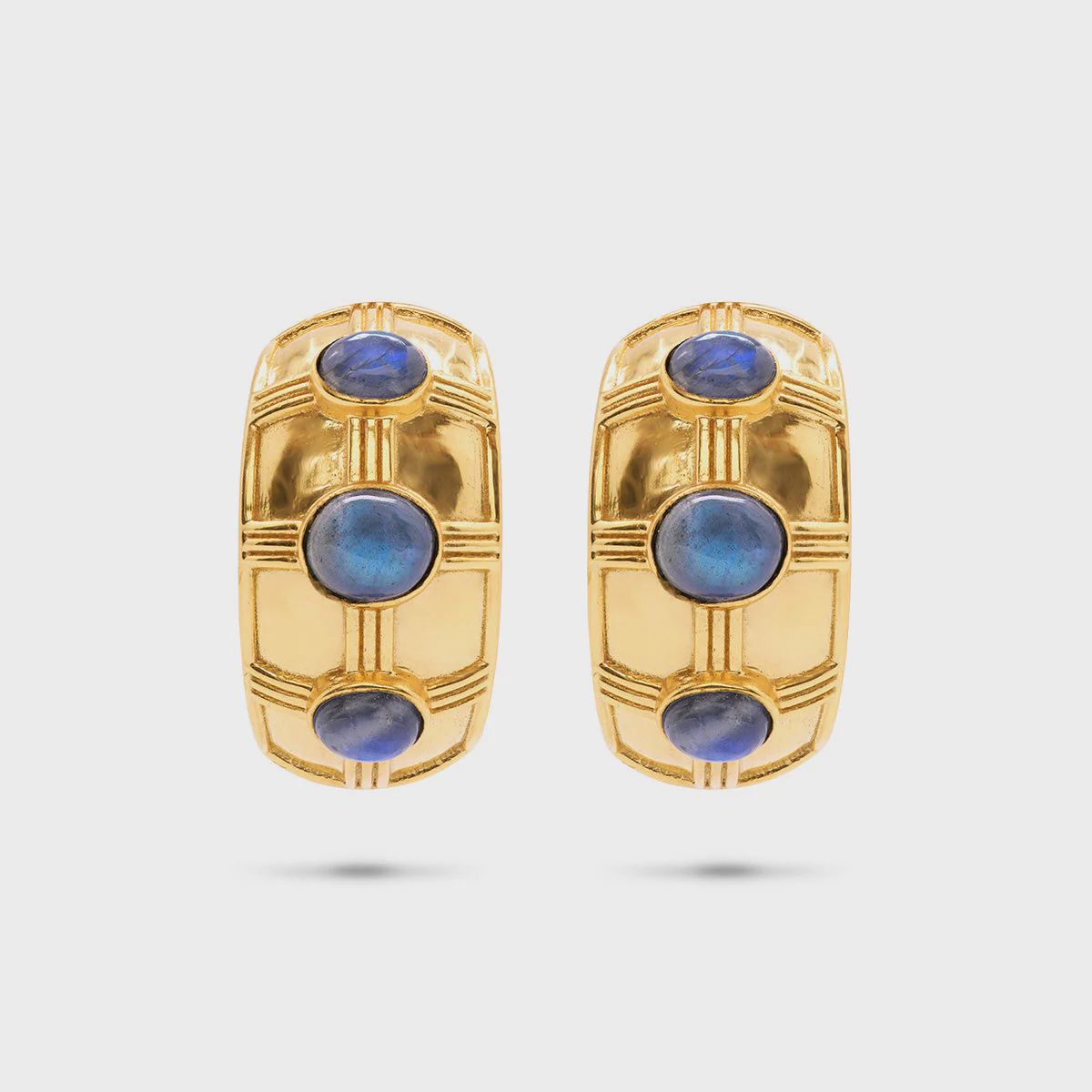 Cleopatra Bold Hoop Gold/Blue Labrodorite