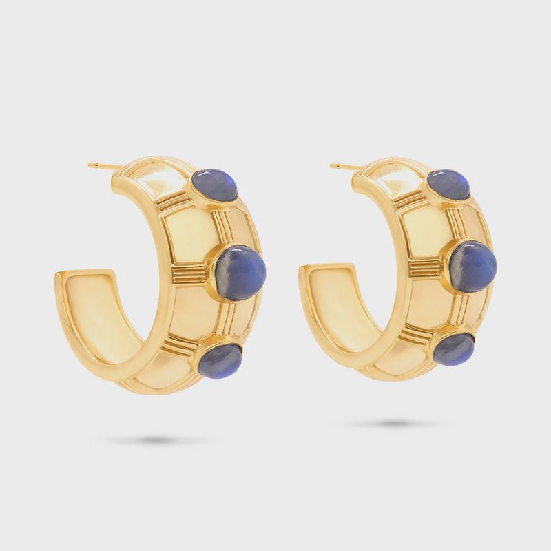 Cleopatra Bold Hoop Gold/Blue Labrodorite