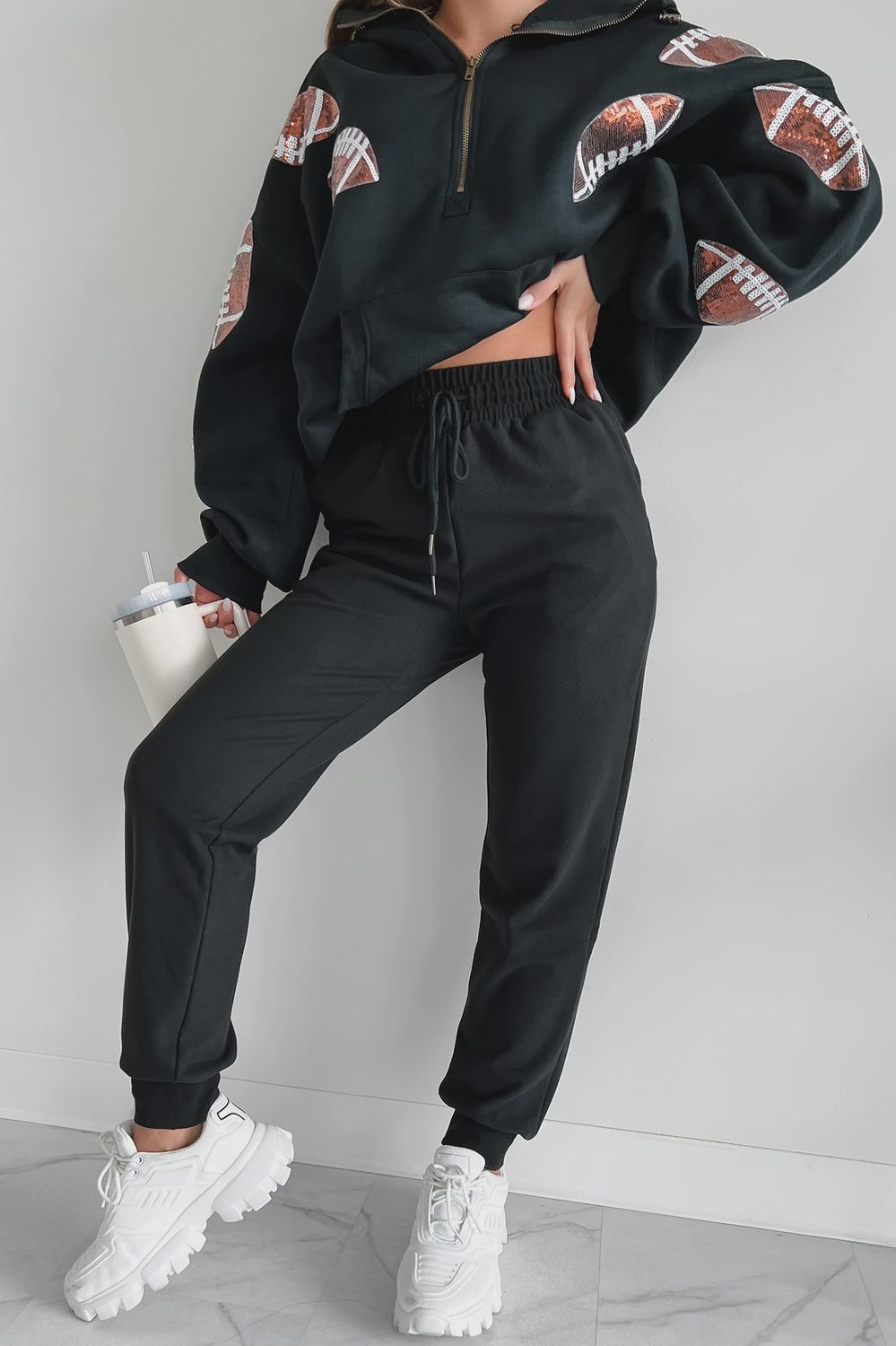 Black jersey jogger pants