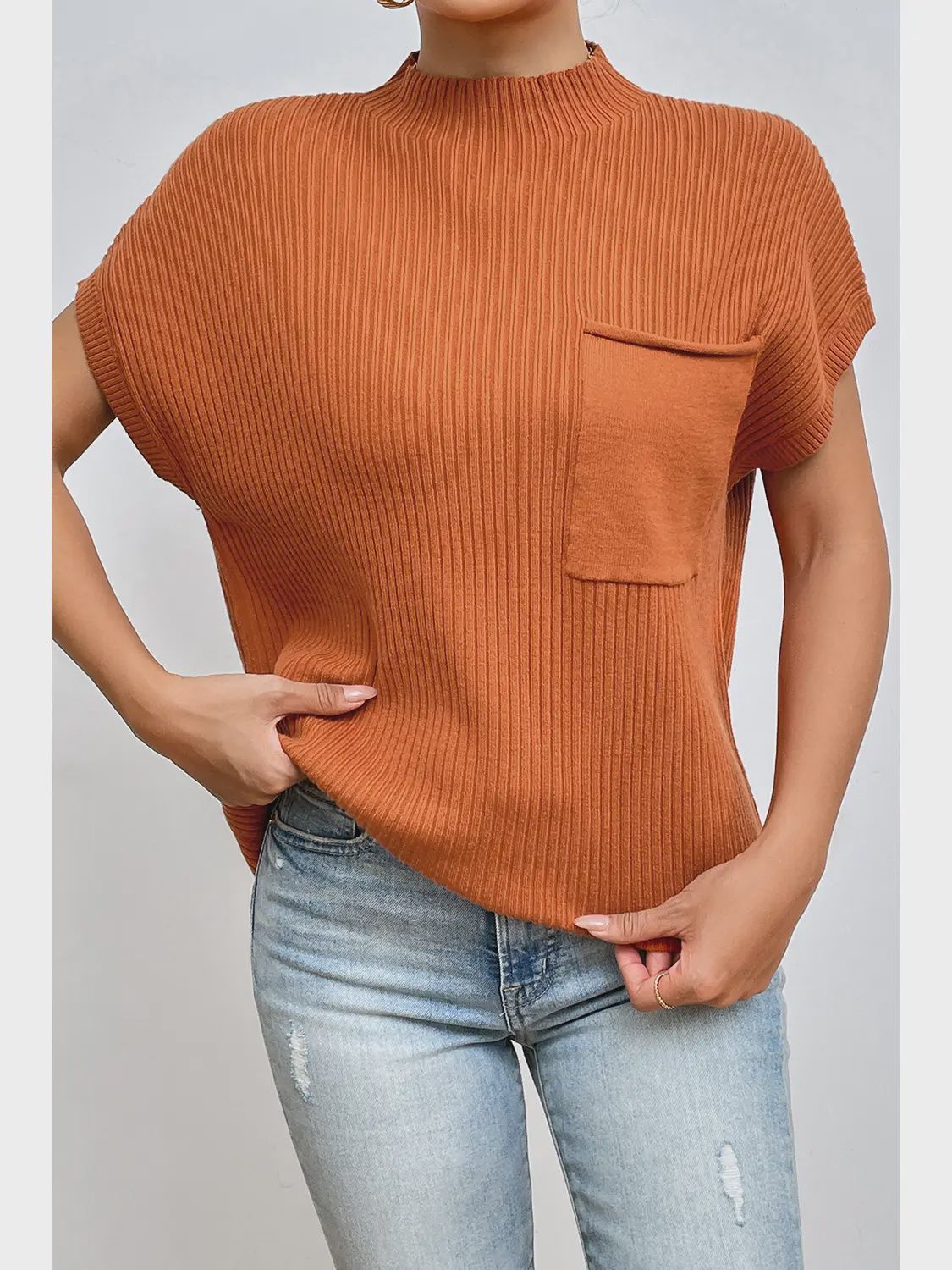 Mock Neck Knit Sweater