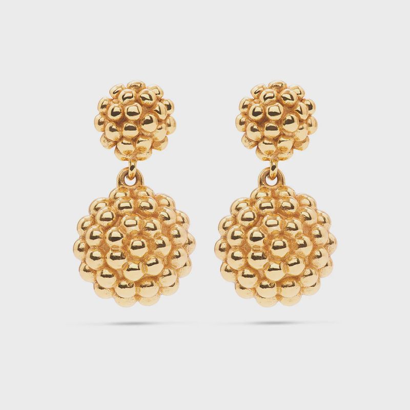 Berry Double Drop Earrings Gold