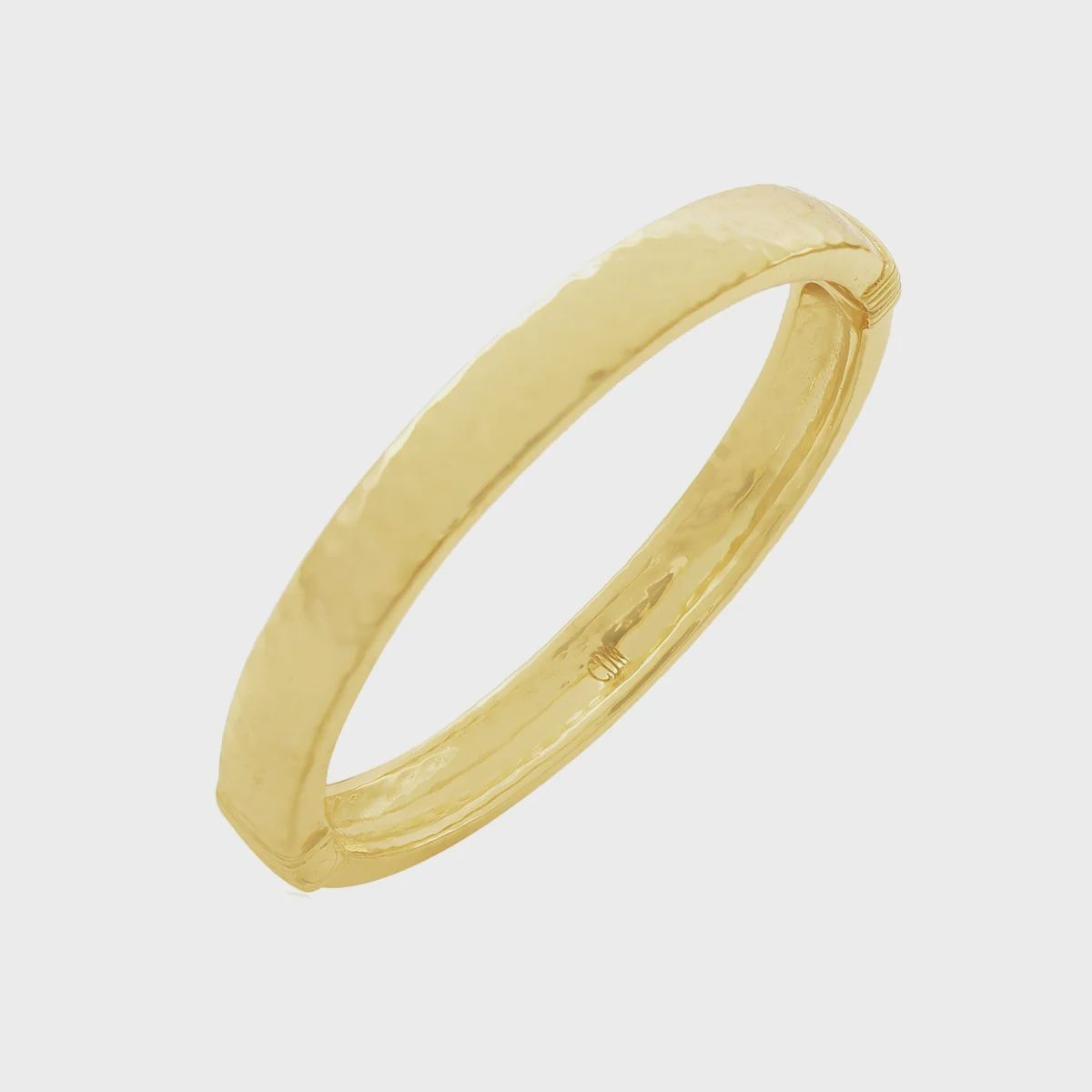 Cleopatra Oval Hinged Bangle Hammered Gold