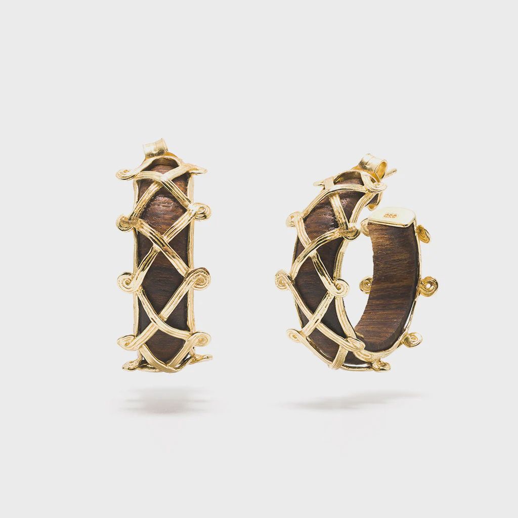 Earth Goddess Hoop Earring Teak