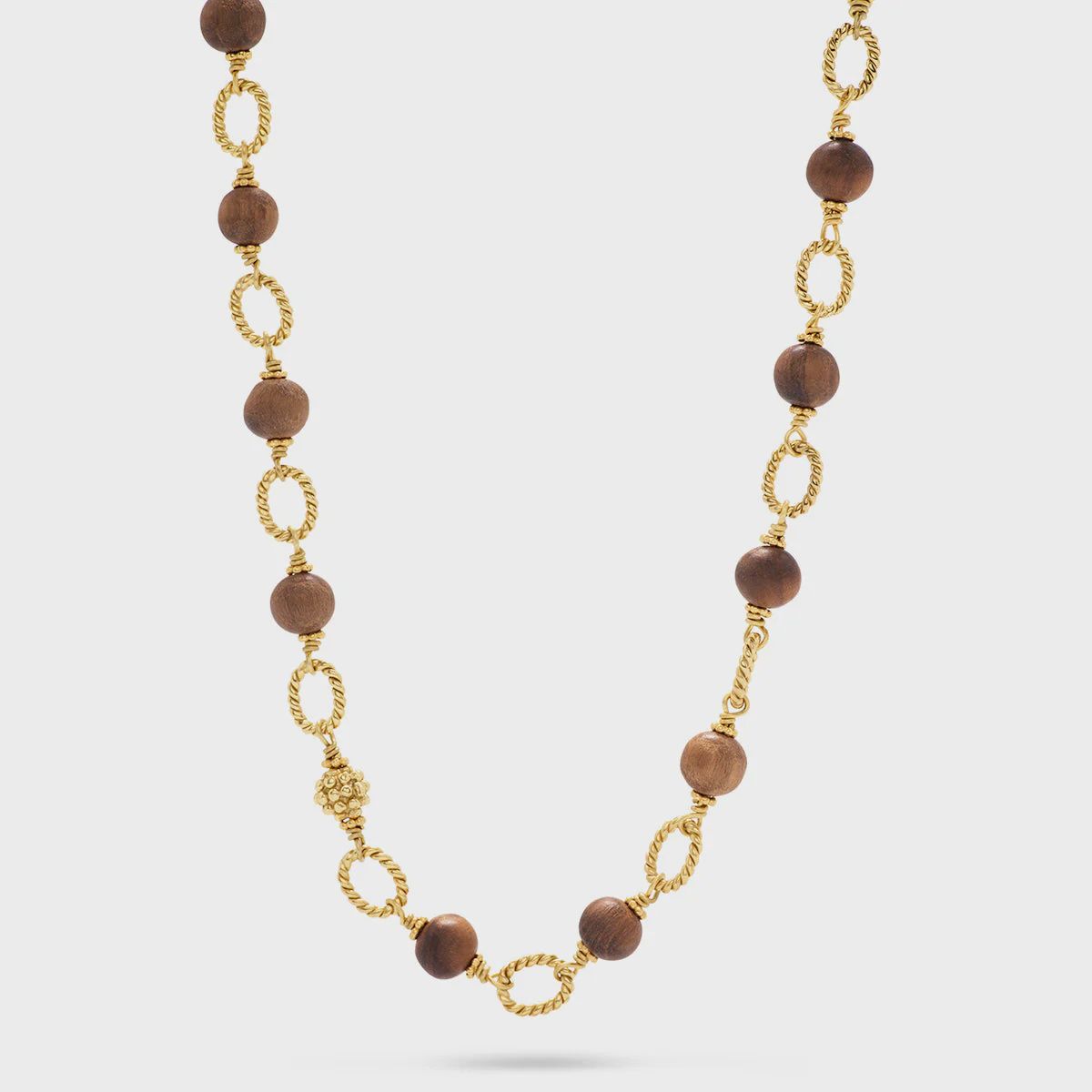 Earth Goddess Link Necklace With Teak 24”
