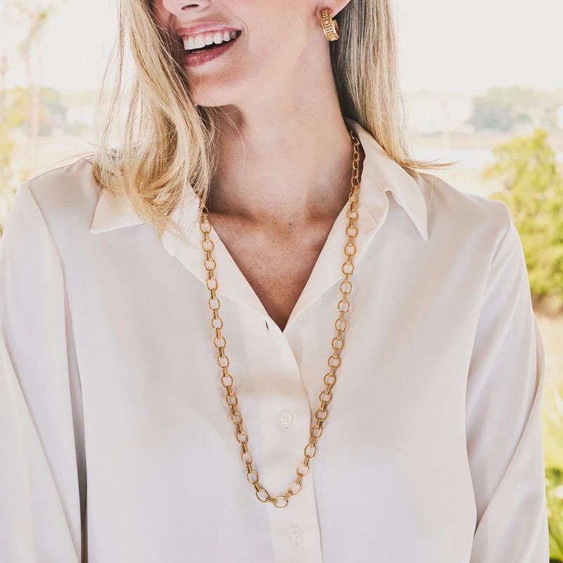 Cleopatra Small Link Necklace 32” Gold