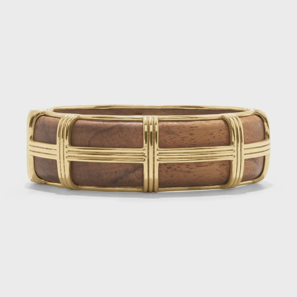 Gaia Hinged Bangle Gold/Teak