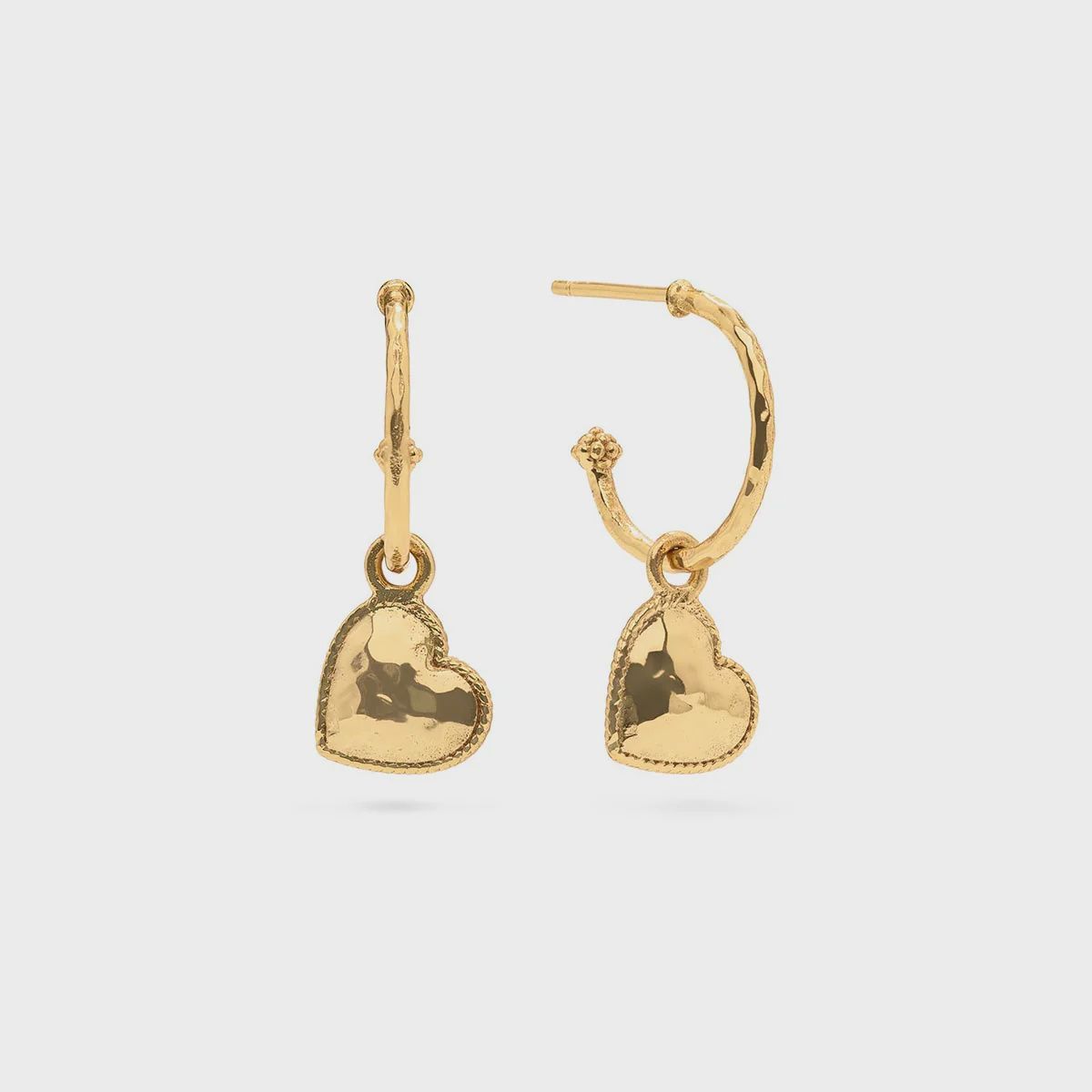 Love Hoop Earring with Heart Charm Gold