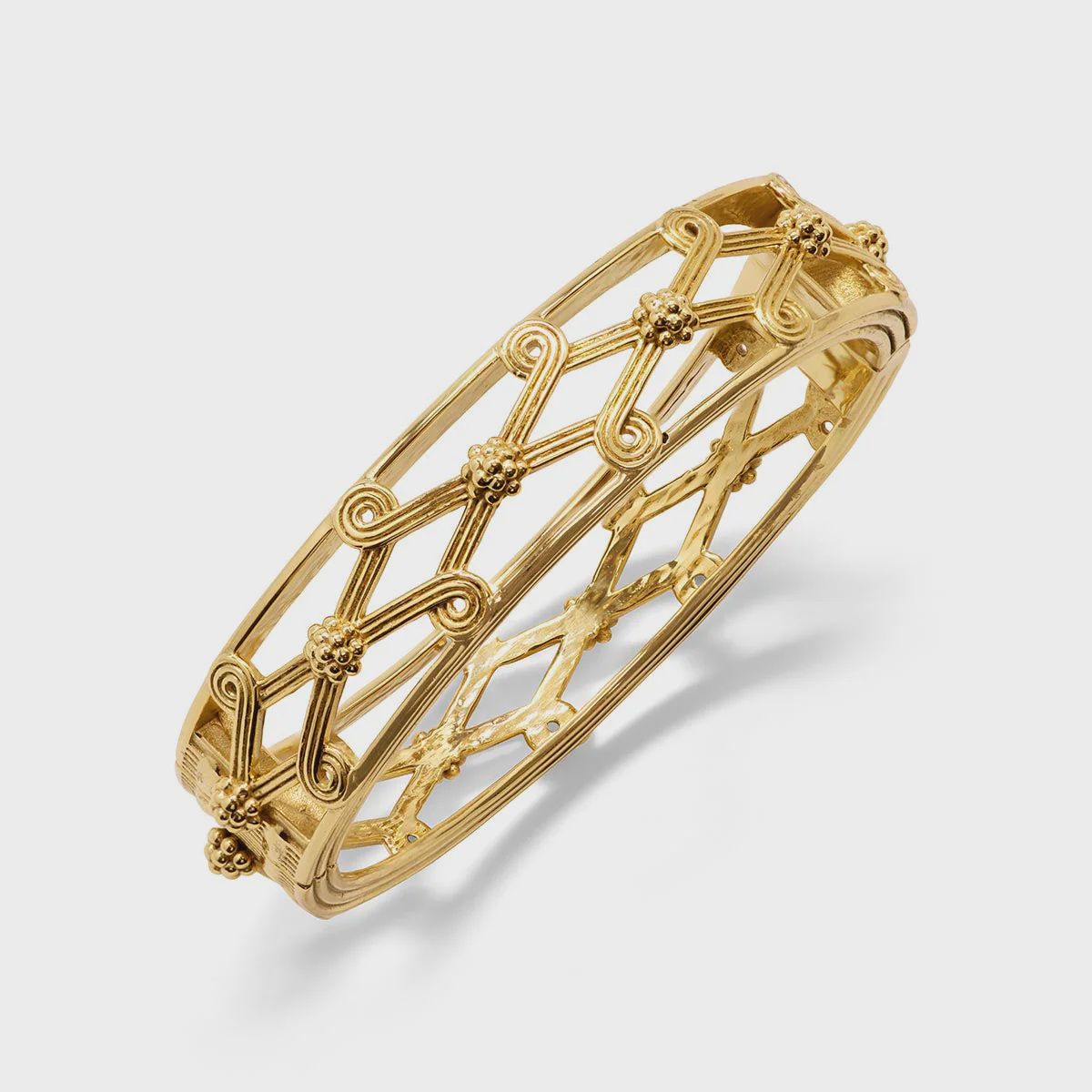 Monique Lattice Hinged Bangle Gold