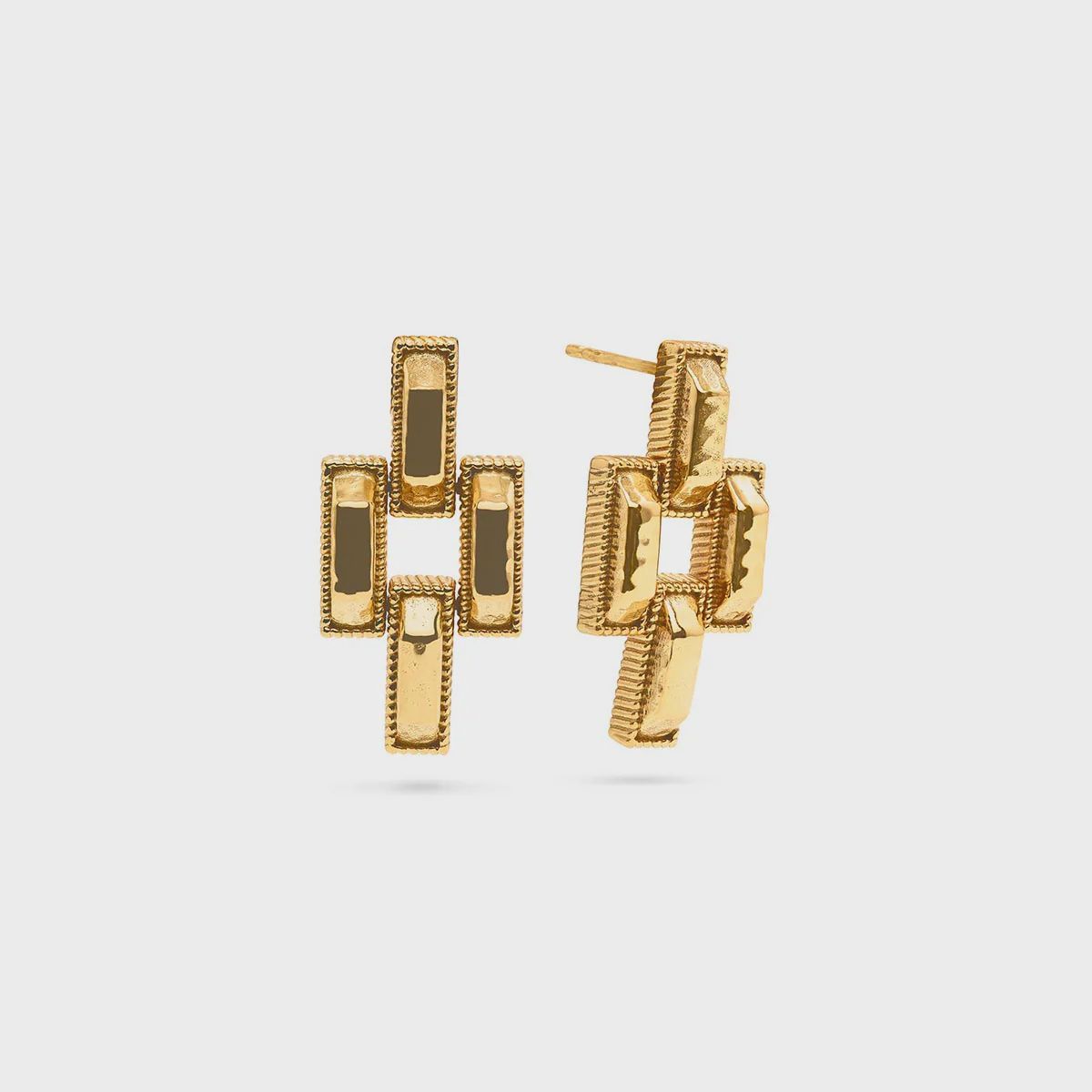 Pathway Post Small Link Earrings Gold