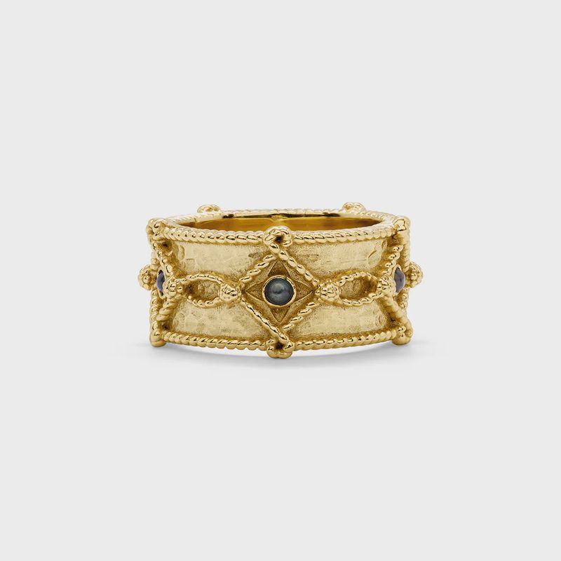 Victoria Ring Gold/Blue Labrodorite