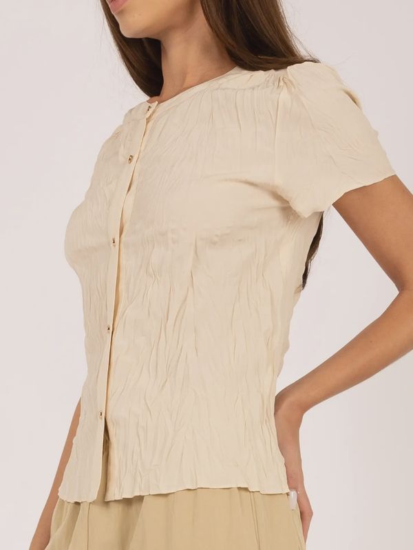 Crinkle Button-Up Shirt