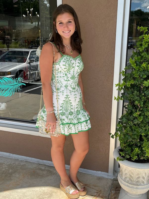Sweetheart Neckline Cami Mini Dress - Green