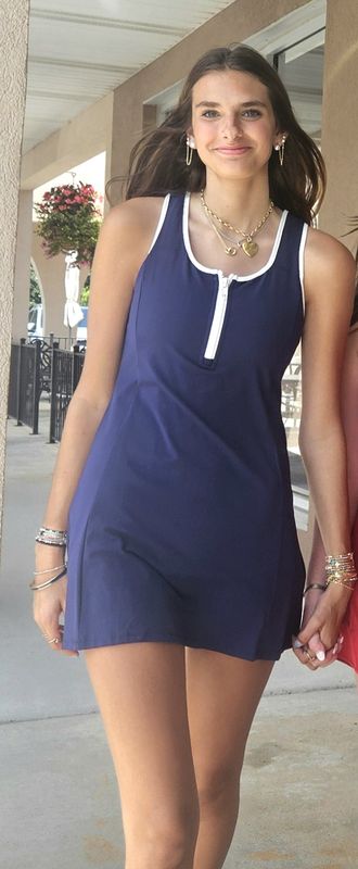 Scoop Neck athletic dress with shorts