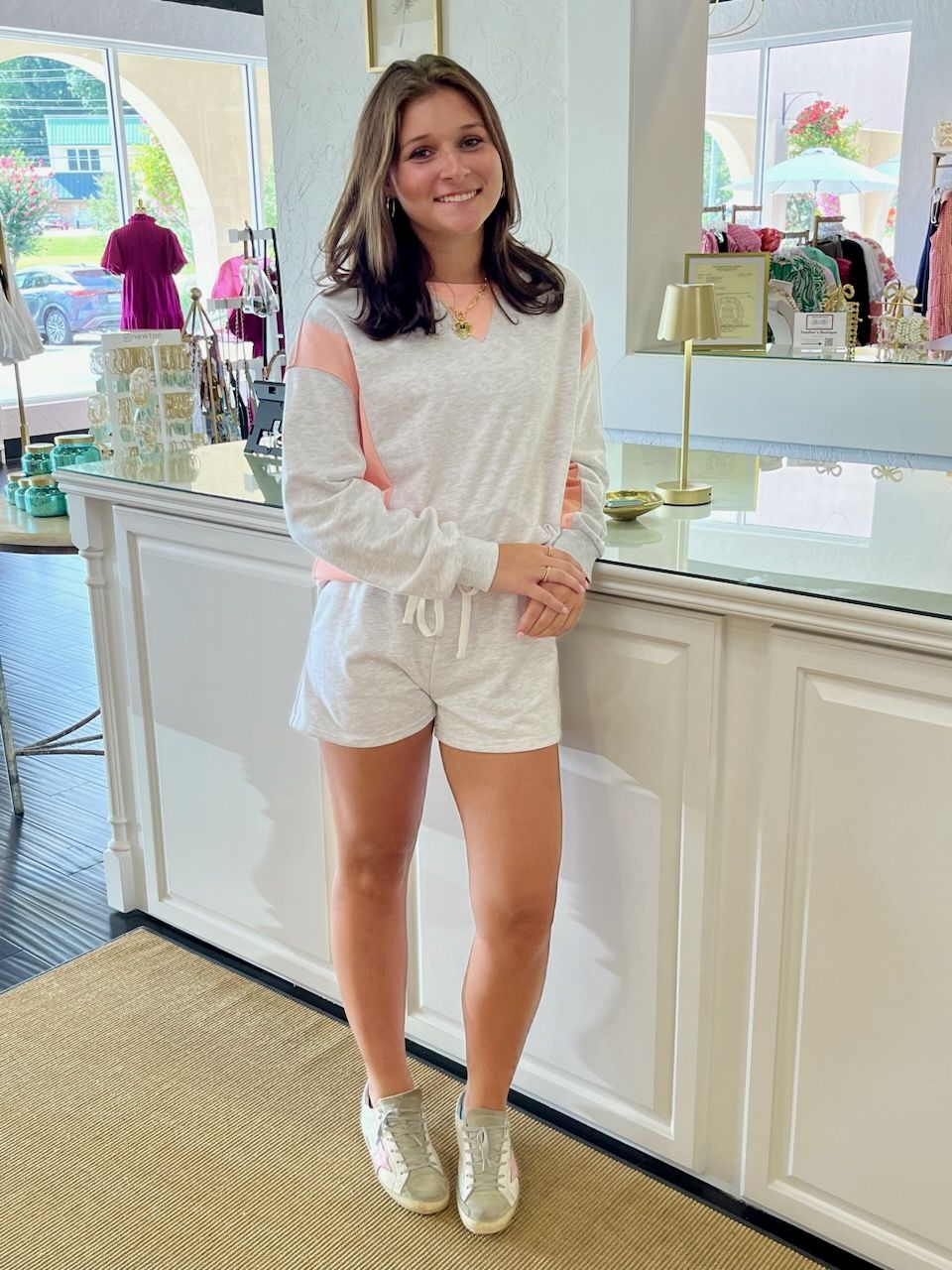 Color Block Raw Hum Pullover & Shorts Set