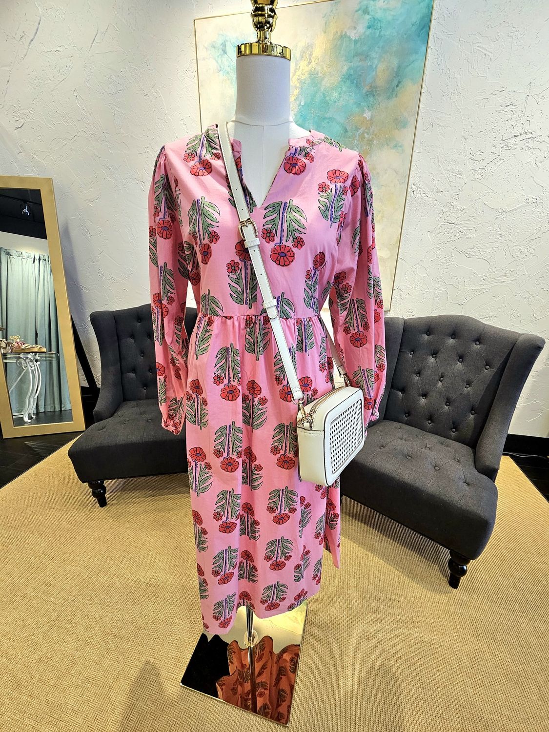 Pippy Midi Dress - Pink Floral