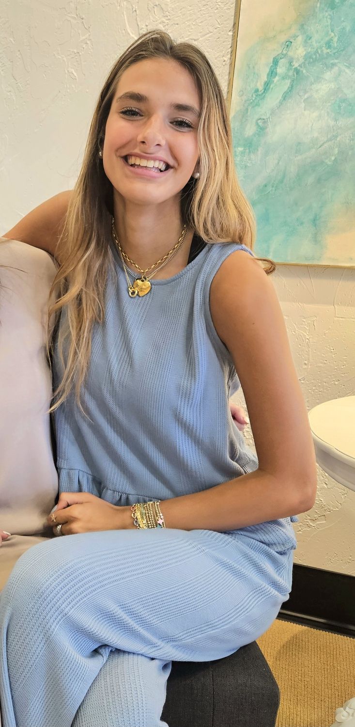 Beau Blue Ribbed Ruffle pants/top set