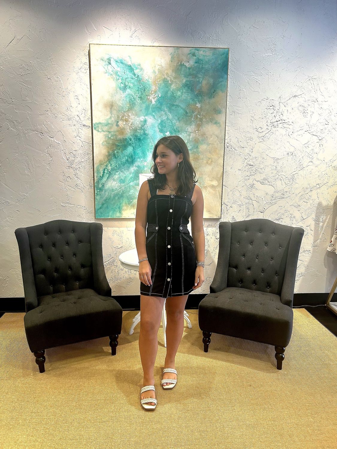 Top-Stitch Detail Mini Dress