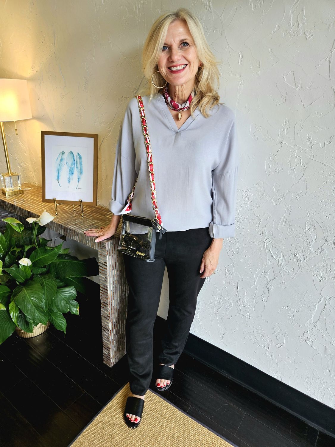 Blouse Linen Long Sleeve Casual V-Neck Top