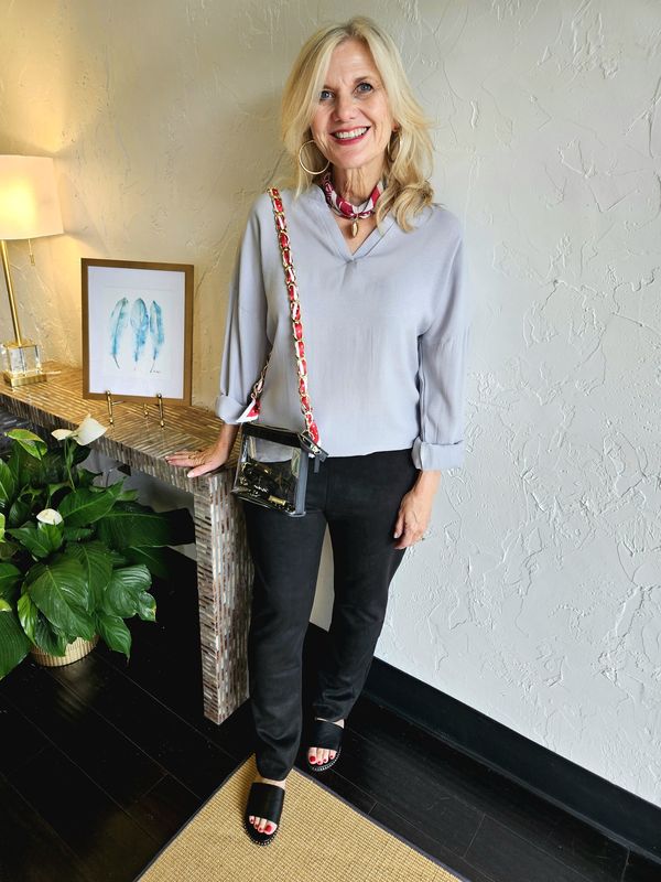 Blouse Linen Long Sleeve Casual V-Neck Top