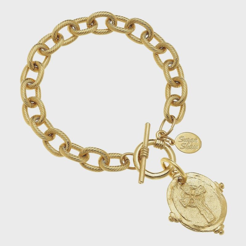 Gold and Silver Italian Intaglio Cross Bracelet Gold and Silver Italian Intaglio Cross Bracelet