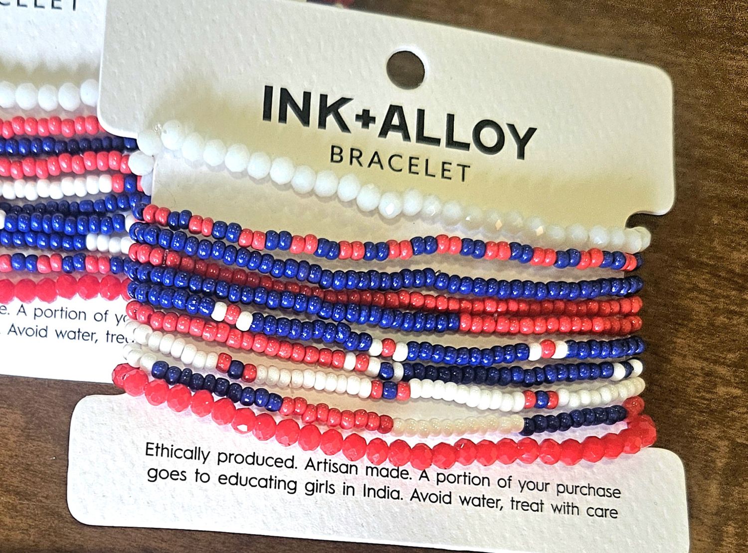 Color Block Bead 10 Strand Stretch Bracelet